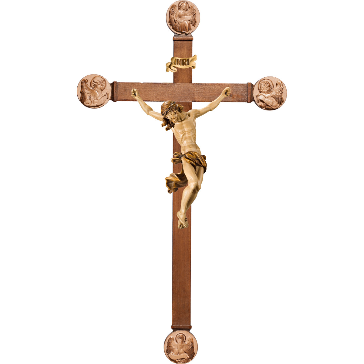 Cristo Barroco en cruz con Evangelistas